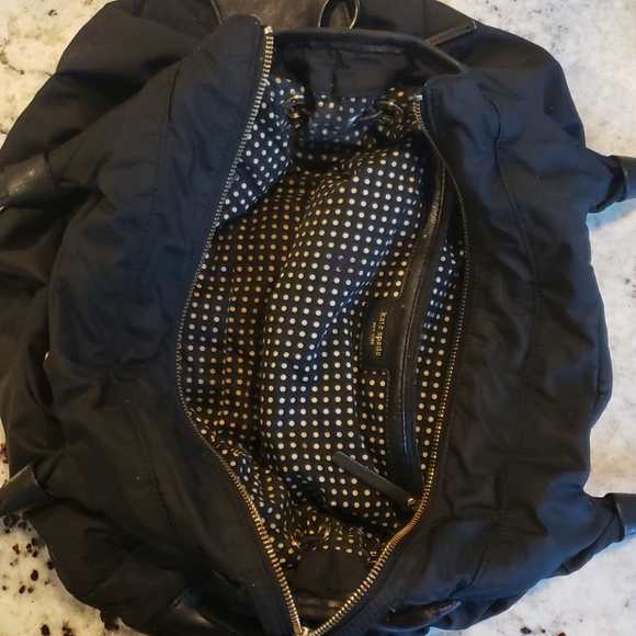 KATE SPADE black puffer tote with polka dot lining - Picture 2 of 10